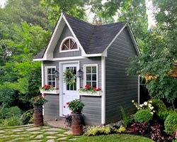 Canexel Granite Sidin Materials on a Garden Shed Prefab Kit