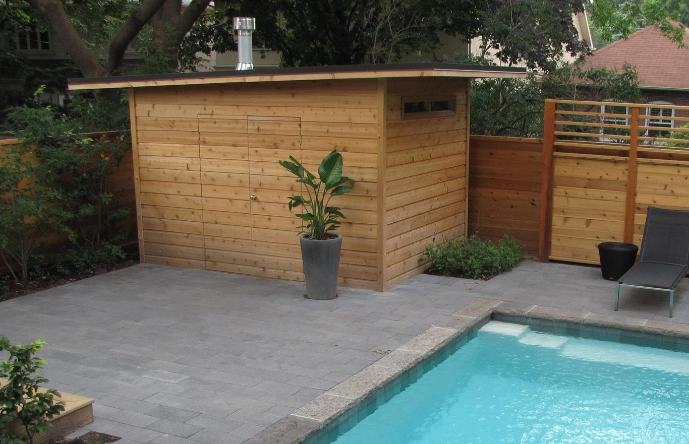 Cedar Siding Materials on a Pool Cabana Prefab Kit