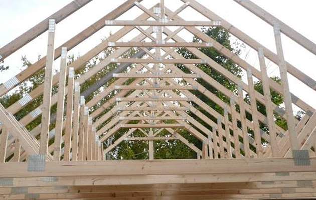 Alpine cedar garage Roof framing
