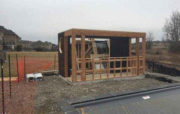 Barside pool cabana Wall framing