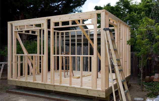 Wall framing Canmore prefab cabin