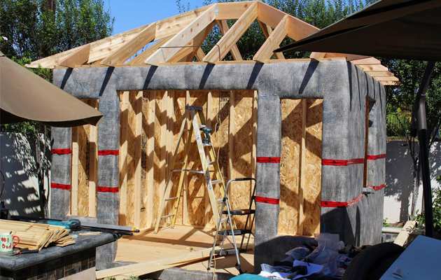 Coventry backyard studio roof frame