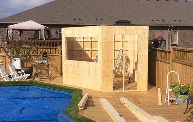 Catalina backyard studio Complete wall frame installation