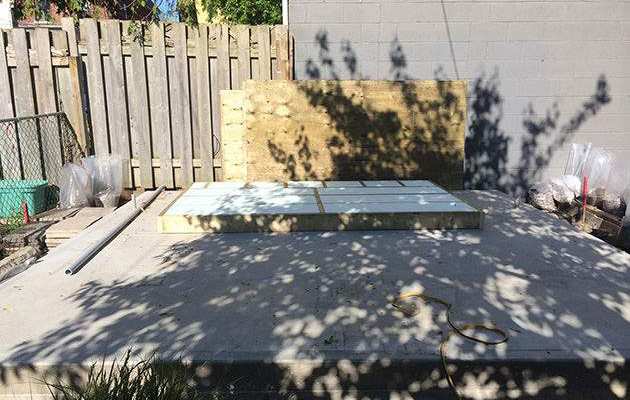 Urban garden studio concrete pad foundation